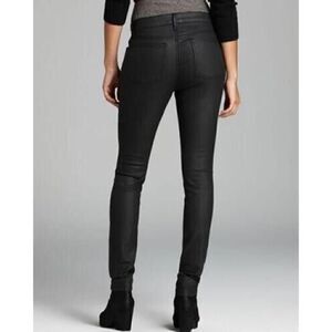 Eileen Fisher Organic Cotton Coated Shiny  Black Mid-Rise Skinny Jeans  Size 2‎